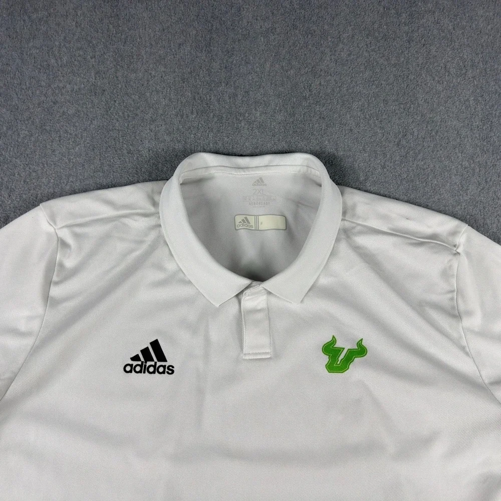 USF Bulls Baseball Adidas Polo Shirt White Team Issued Mens 2XL XXL